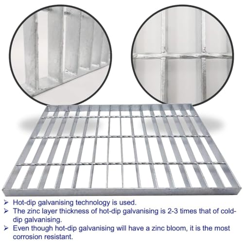 Image of Galvanized Steel Drain Grate, Driveway Channel Cover 20x12 in