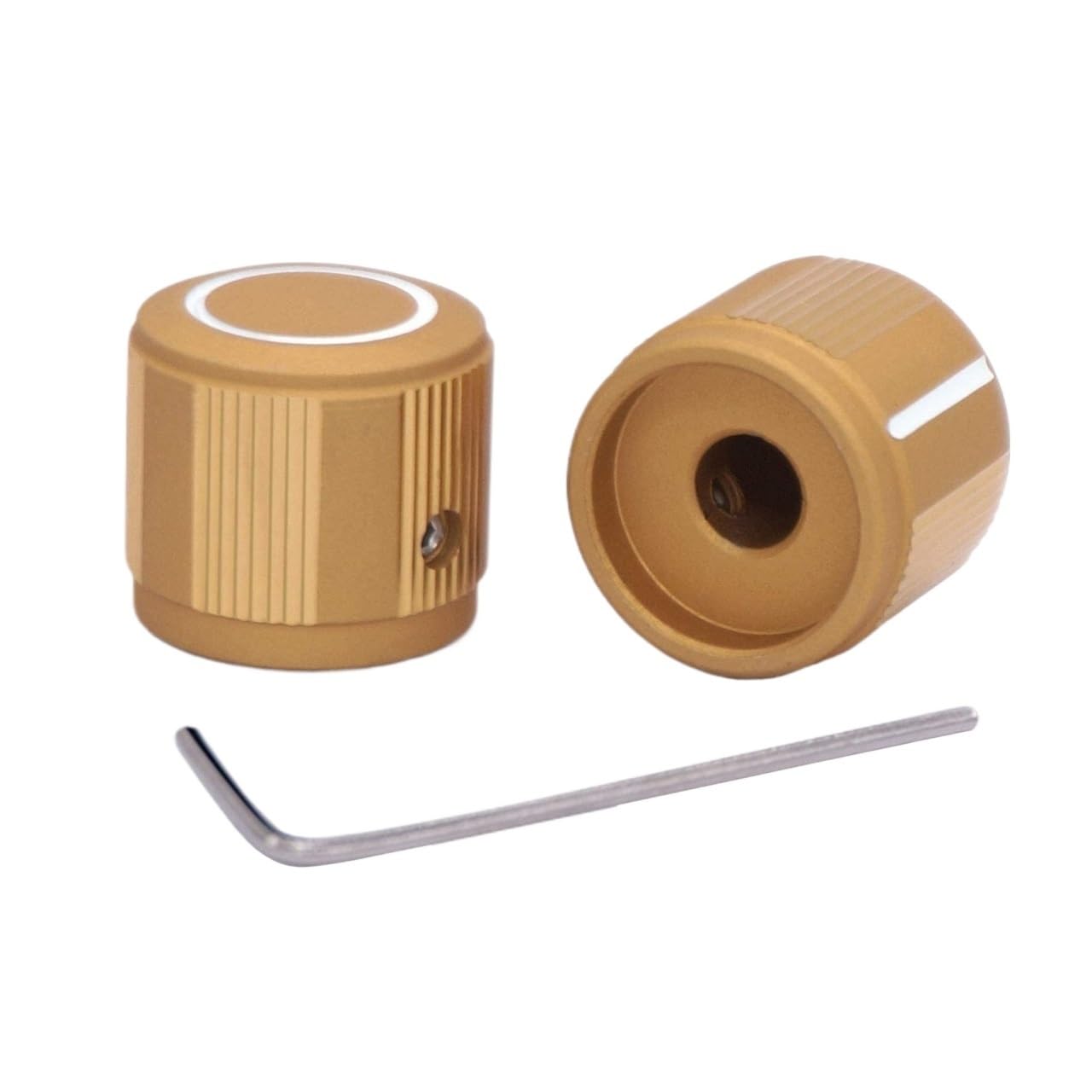 Bouton potentiomètre aluminium or 6 mm contre glissement bouton