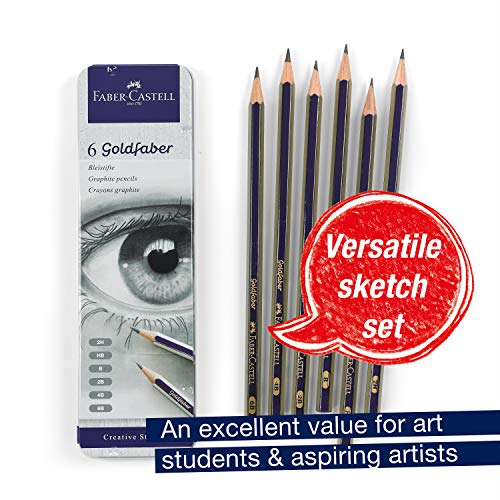Faber-Castell Graphite Sketch Pencil Set - 6 Graphite Pencils (2H, Hb, B, 2B, 4B, 6B), Drawing Pencils And Sketching Supplies #TOP1