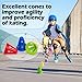 Famgee 3 Inch Plastic Windproof Slalom Cones Inline Roller Skating Cones Pile Cup Obstacle Roadblocks Traffic Road Cones Set for Skate Practice Soccer Sport Agility Training with Holes 5 Colors 20 Pcs