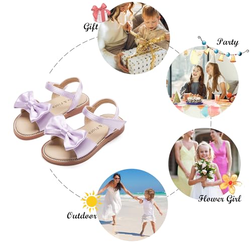 Image of Felix & Flora Toddler Girl Sandals - Little Girl Easter Dress Shoes Lightweight Open Toe Beach Holiday Flats