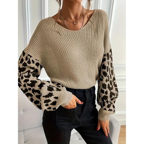 Gothic Classic Leopard Print Loose Sweater, Splicing Trend, Fashionable Temperament Sweater, Street Hip-hop2