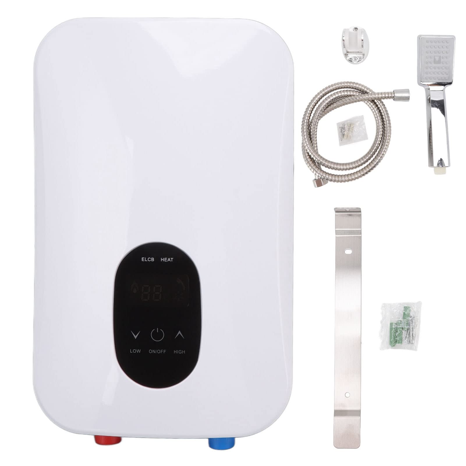 Fdit Calentador de Agua sin Tanque, Calentador Eléctrico Instantáneo | Calentador de Agua Instantáneo 220V, ABS y Acero Inoxidable, 30-55°C