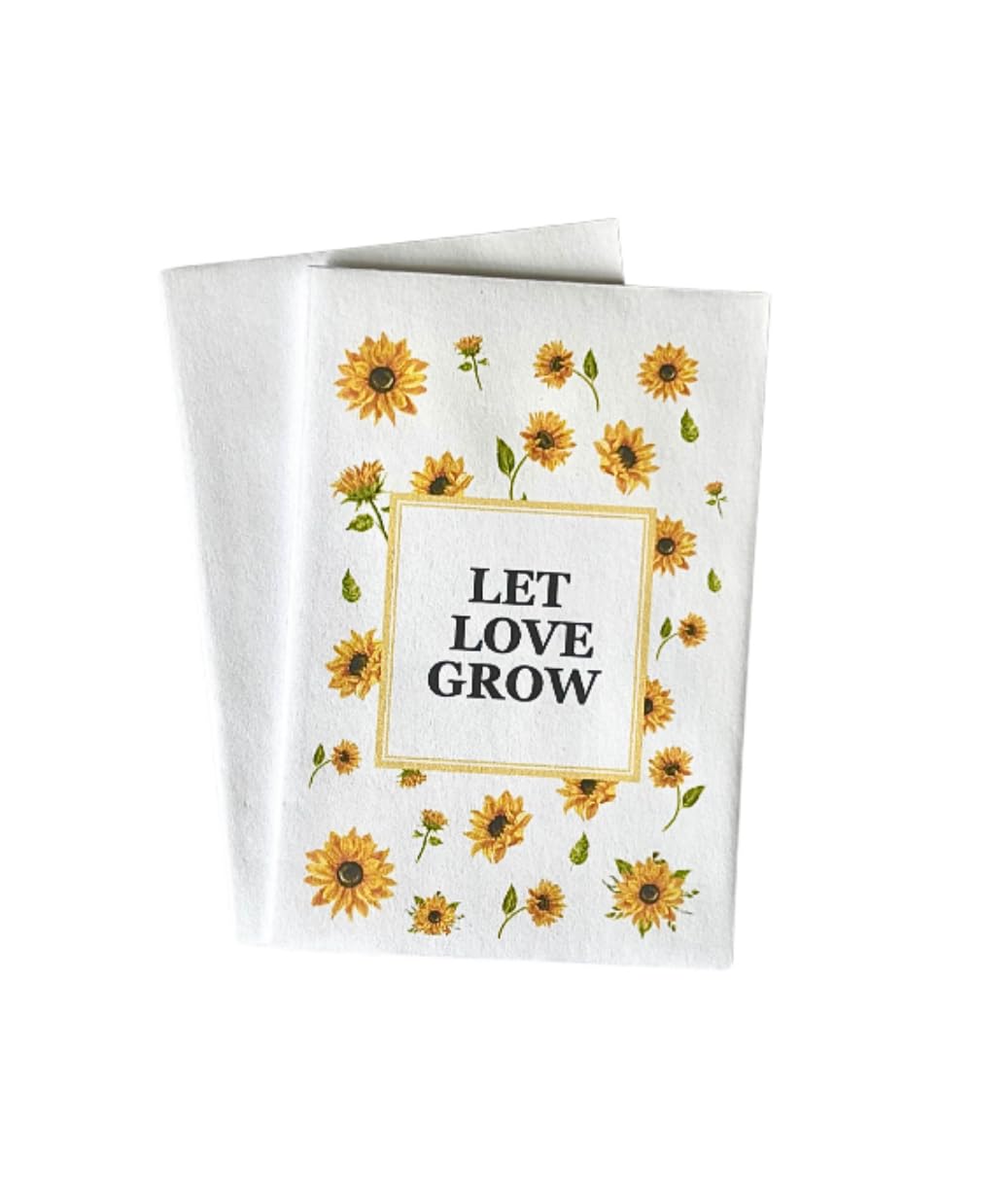 Let Love Grow Seed Packet Favours, Wedding and Special Events, Sweet Pea, Sunflower, Forget Me Not, Pack of 10 (Yellow Sunflower)