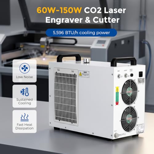 Image of Cloudray Water Chiller CW-5200DH 6L 0.81HP 3.43gpm, Water Cooler for for Tube Cooling, Compatible with 60W-150W, CO2 Laser Engraving & Cutting Machines