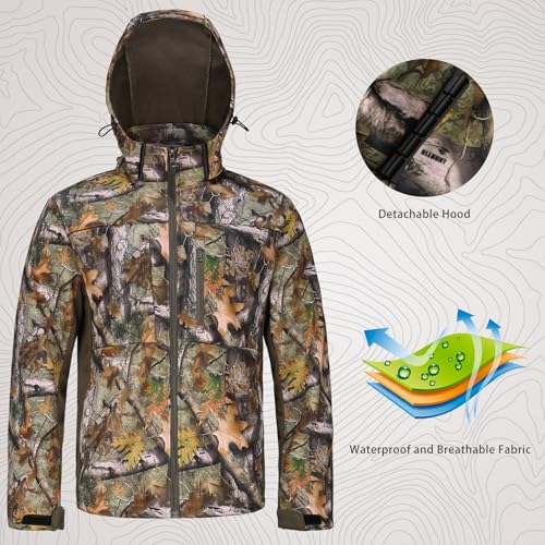 Image of UIIHUNT Hunting Clothes for Men with Fleece Lining: Safety Strap Compatible Water Resistant Silent Hunting Jacket and Pants