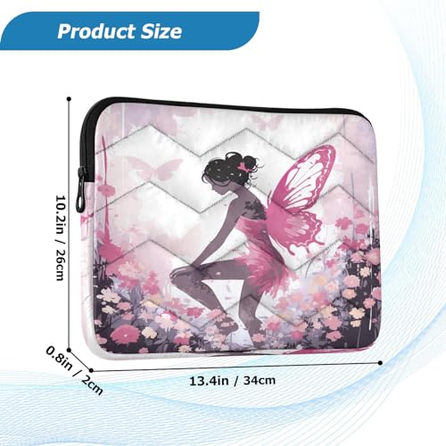 Funda para portátil de 13-14 pulgadas rosa con diseño de mariposa miniatura 3