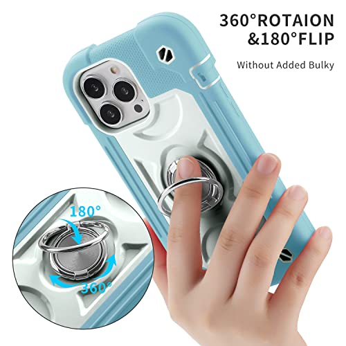 Image of MARKILL Compatible with iPhone with Built-in 360Rotating Ring Stand, Military Grade Drop Protection Full Body Rugged Heavy Duty Case Durable Cover (Ice Blue, iPhone 13 Pro Max 6.7 inch)
