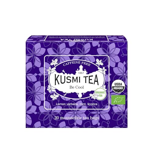 Kusmi Tea   Infusión Be Cool orgánica  Mezcla de plantas, menta piperita, regaliz y manzana   Tisana ecológica, sin teína   Caja de 20 bolsitas