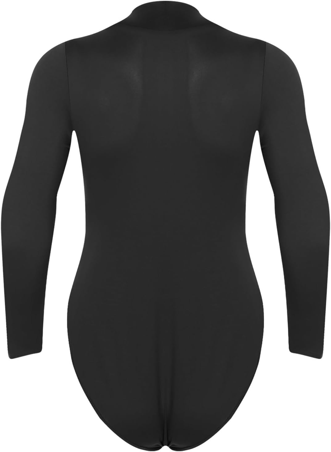 Mufeng Mens Buttoned Crotch Bodysuit Mock Neck Long Sleeve Leotard Jumpsuit for Yoga Dance Club