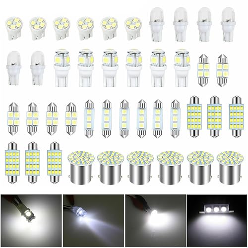 CECOMBINE - CECOMBINE 42 Pcs Led Interior Light Kit, 12V Car Interior Lights, C5W T10 168 194 2825 Bulb Set, Led Lights for Car Interior Dome, Map, Door, License Plate, Trunk and Courtesy