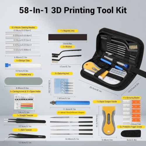 Image of Serplex 3D Printer Tools Kit with Nozzle Cleaning Needles Deburring Tools Scraper Files Tweezers and Printing Accessories for FDM and SLA 3D Printers