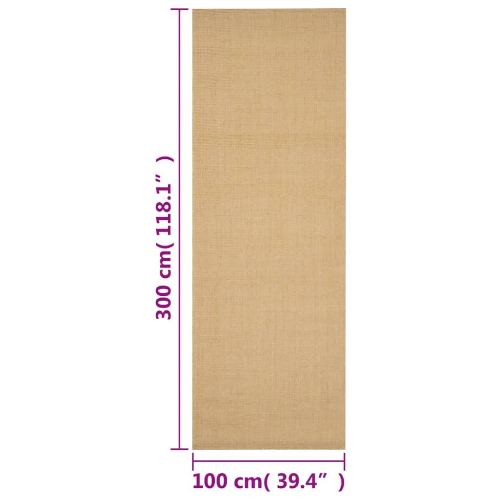 Naturalny dywan sizalowy 100 x 300 cm, wytrzymały, antypoślizgowy, do sypialni i salonu, reguluje wilgotność, łatwy w pielęgnacji, przyjazny dla środowiska, duży