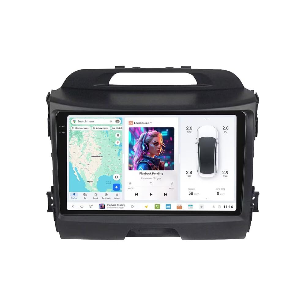 MekedeTech DUDUAUTO DUDU6 Android Screen for KIA Sportage 2010-2015 Android Car Radio 9.5 inch Wireless Carplay Head Unit,6G RAM 64GROM