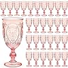 48 Pcs Plastic Goblets 75oz Vintage Goblet Plastic Wine Glasses Colored Retro Embossed Water Goblets for Wine Bar Juice Baby Shower Wedding Reception Grand Event Party Pink