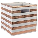 DII Hard Sided Collapsible Fabric Storage Container for Nursery, Offices, Home Organization, (13x13x13) - Stripe Copper