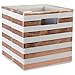 DII Hard Sided Collapsible Fabric Storage Container for Nursery, Offices, Home Organization, (13x13x13) - Stripe Copper