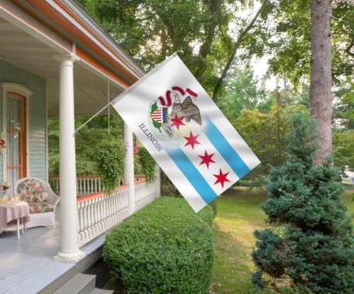 Drapeau Chicago et Illinois 91x152 cm double face avec oeillets - 4