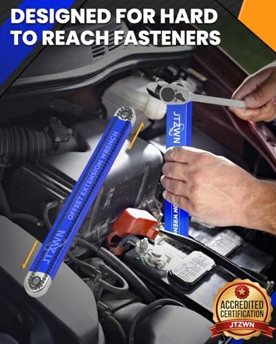 Image of 2PCS Offset Extension Wrench, 15in, 1 /2, 3 /8, 1 /4 Drive Adapters | High Carbon Steel Chain Drive Tool for Engine Bays, Car Repair And Confined Spaces