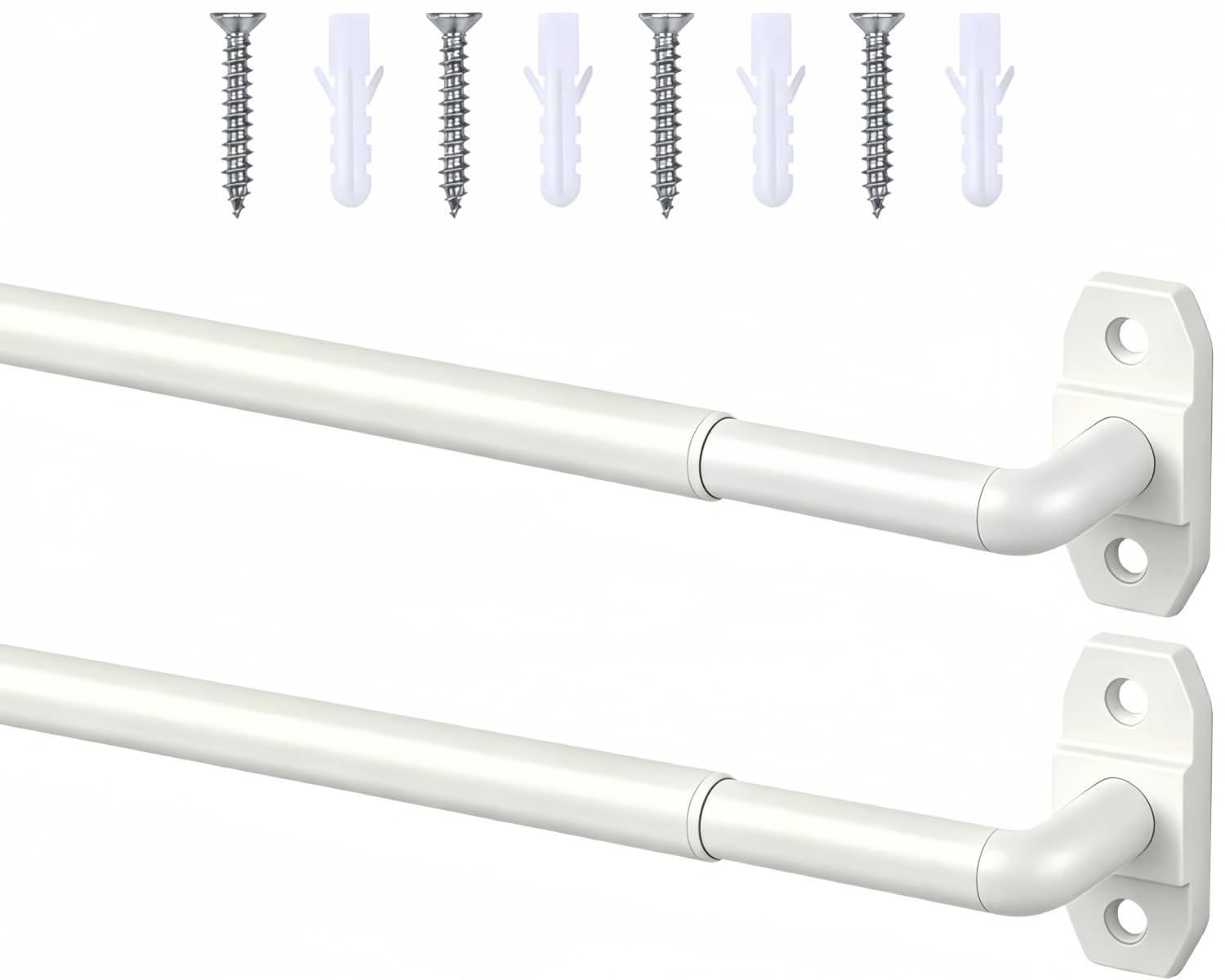 Photo 1 of 2 Pack Small Curtain Rods Adjustable 18-32 Inch, White Sash Rod for French Doors Windows,5/8 In.Diameter
