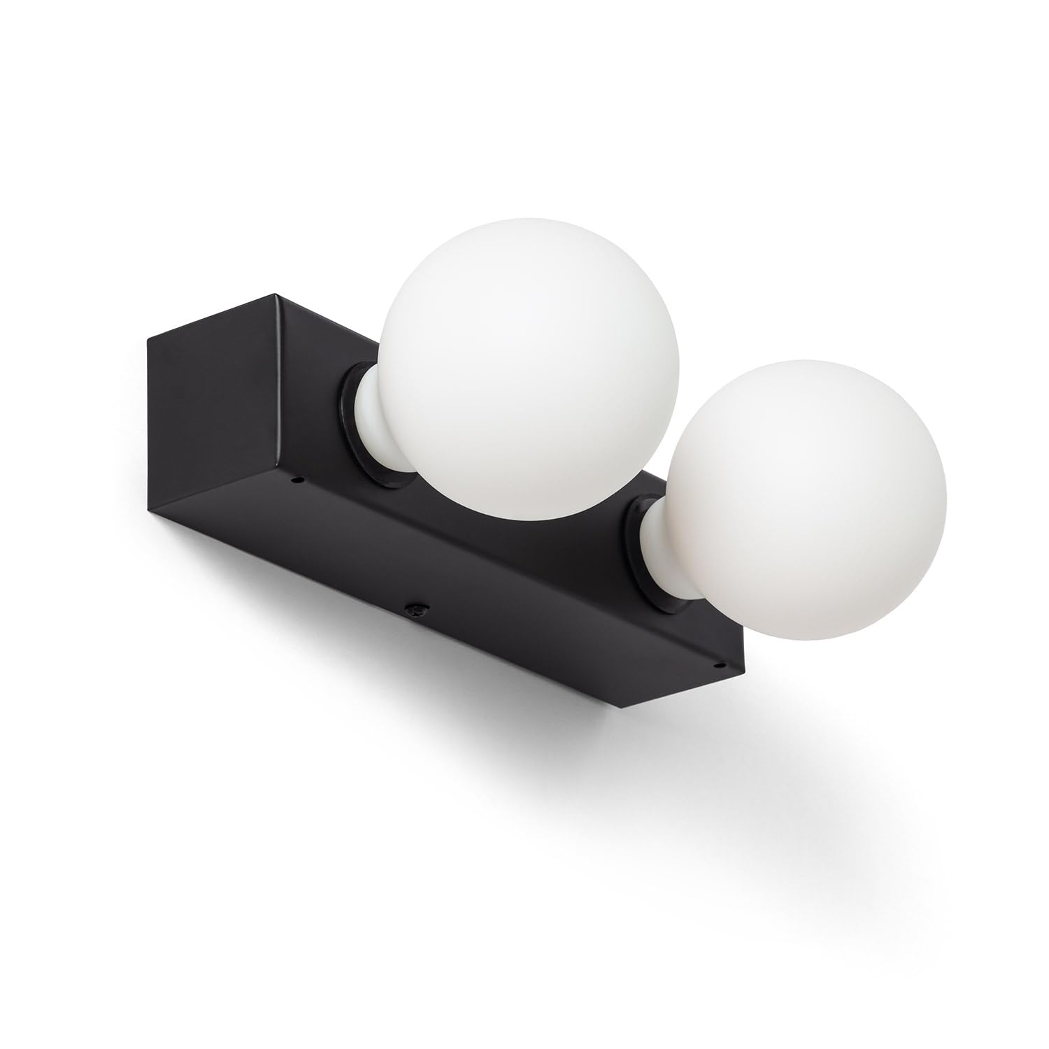 LEDKIA LIGHTING Lámpara de Pared Baño Metal 2 Focos Aizkra Negro E27