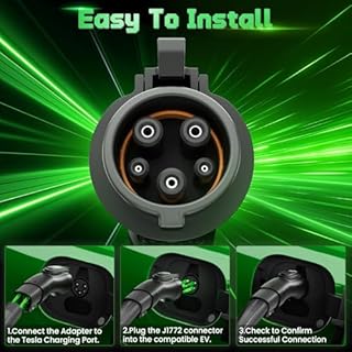 LJH Tesla NACS to J1772 EV Charger Adapter 250V 48Amp High-Power, IP65 Waterproof with Interlock - Compatible with Tesla Wall Connector, Destination & Mobile Chargers