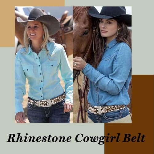 Leopard Rhinestone Belt for Women, Western Cowgirl Bling Crystal Studded Genuine Leather Belt for Jeans Pants4