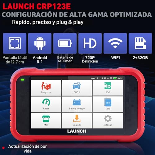 Miniatura 4 de Launch Crp123e V2.0 Obd2 Diagnosis Coche Multimarca Español Con 4 Sistemas Y 7 Funciones De Reinicio Lector De Código Sistema De Motor Abs Srs Transmisión, Reset De Aceite Ets Sas, Wifi Actualización