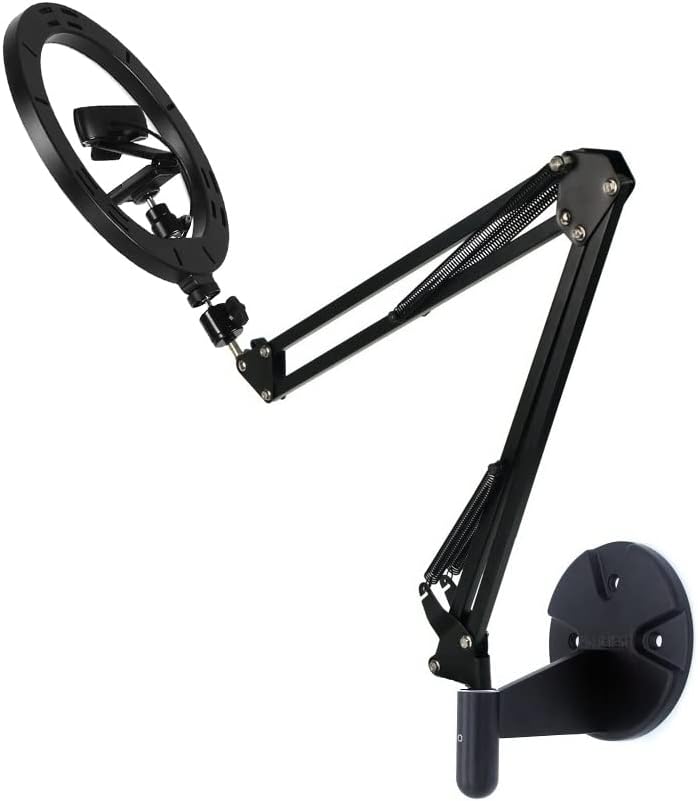 Miniatura 3 de Anillo de luz para cámara web, montaje en pared, luz de transmisión de 10 pulgadas con soporte de pared plegable compatible con cámaras web Logitech