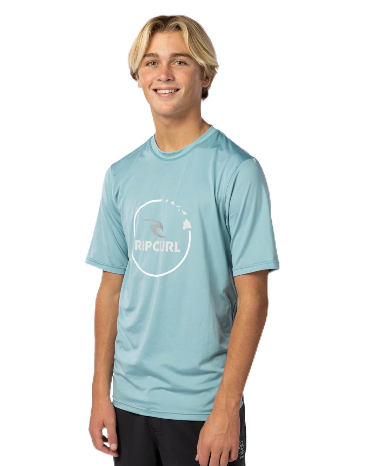 Rip Curl Men's Island Vibe Short Sleeve Uv 50+ Loose Fit Rashguard