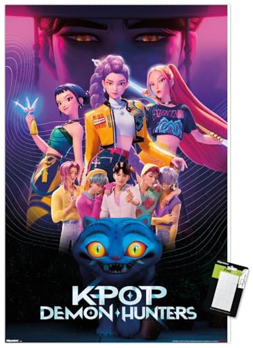 Image of Netflix KPop Demon Hunters (2025) - Group Wall Poster, 34L inch x 22.4W inch, Poster & Mount Bundle