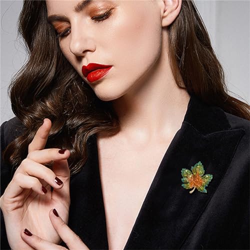 Image of WCRAZYE Rhinestone Maple Brooch Pin for Women Girls Sparkling Full Micro Pave Crystal Fall Thanksgiving Vintage Colorful Maple Leaf Lapel Pin Party Prom Wedding Thanksgiving Jewelry Gift