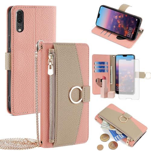 Coque portefeuille Huawei P20 EML-L09 à rabat avec sangle et porte-carte de crédit
