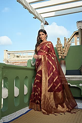 Image of Vardha Women's Art Silk,Silk Saree with Banarasi Weave and Unstitched Matching Blouse Piece | Sari for Women