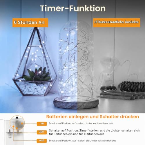 btfarm 2 Stück Lichterkette Batterie mit Timer, 5M 50LED Lichterkette Innen – Ansicht 2