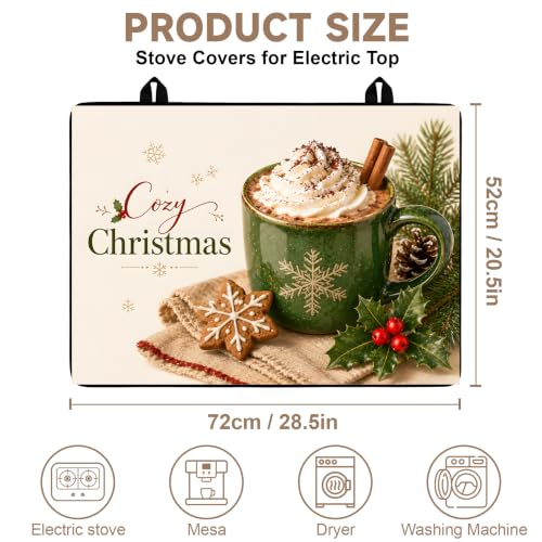 Image of Stove Top Cover for Electric Stove: 28''x20'' Stove Cover Elevate Your Kitchen Reliable Heat Protection,Non-Slip Kitchen Decor (HotCocoa)