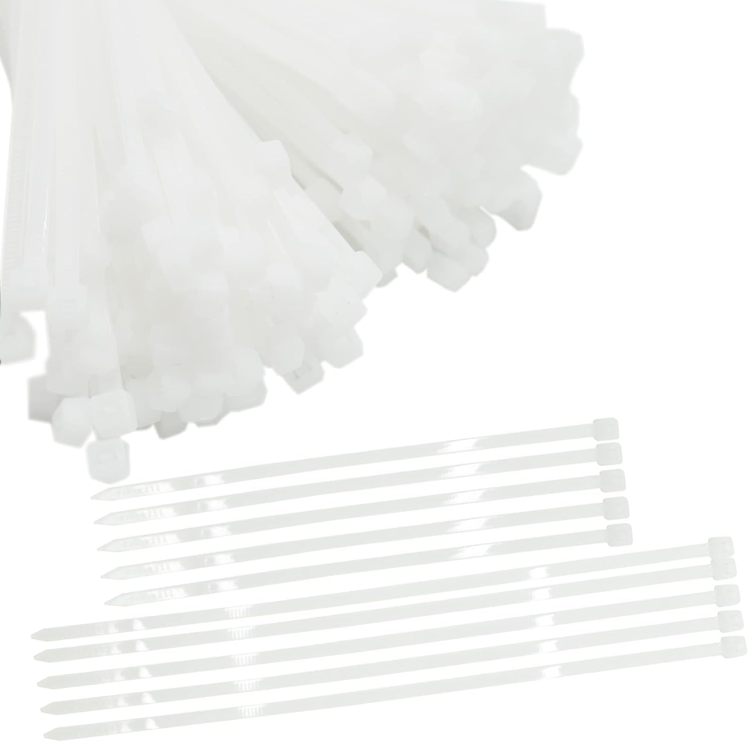 Rebecaskyens White 200 Pack Cable Ties Set, Pack Tie Wraps, Heavy Duty, Cable Tie, Tie Wraps For Home, Office, Garden, Assorted In Sizes 150Mm, 200Mm,3.6Mm Zip Ties(White)