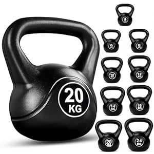 FK Sports Kettlebell | Heavy Weight Vinyl Kettlebells for Exercise Home Gym Workout | 4kg, 6kg, 8kg, 10kg, 12kg, 14kg, 16kg, 20kg, 24kg Kettlebell Weight Set for Women & Men