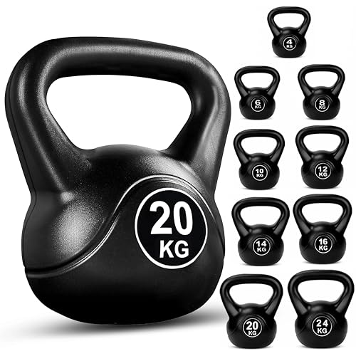 FK Sports Kettlebell | Heavy Weight Vinyl Kettlebells for Exercise Home Gym Workout | 4kg, 6kg, 8kg, 10kg, 12kg, 14kg, 16kg, 20kg, 24kg Kettlebell Weight Set for Women & Men