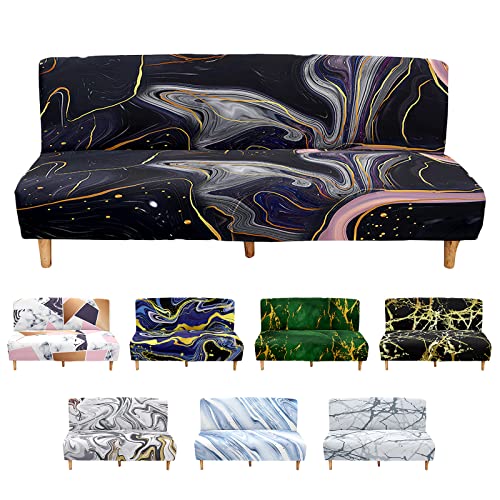 Surwin Housse de Clic Clac élastique Canapé 2/3 Places, Marbre Housse de Canapé sans Accoudoir Couverture de Canapé-lit Universel Tout Couvert Canapé Pliant Protecteur (Intersidéral,M:160-190cm)