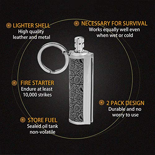 Hacoro Keychain Flint Metal Matchstick Fire Starter, Edc Refillable Lighter, Gift Ideas And Emergency Survival Gear (Glod + Silver) #TOP4