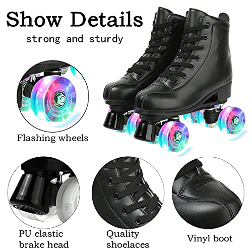 XUDREZ Double Row Adjustable Leather High-Top Roller Skates - Perfect for Indoor Outdoor Adult Use With Bag by XUDREZ - Image 2