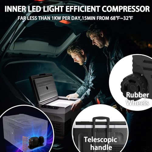 Image of 12 Volt Refrigerator, 46QT(43L) Mini Portable Car Fridge, Freezer Compressor Electric Cooler -4℉~68℉, 12 /24V DC 100-240V AC for Truck Van RV SUV Travel Camping Road Boat Trips
