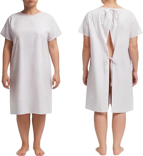 Camison con Cierre Trasero. Pijama Sanitario Mujer y Hombre para Pacientes, Clínicas y Residencias. Camisón Hospitalario Talla Única. Batas Hombre Manga Corta Facilita la Movilidad y Respiración.