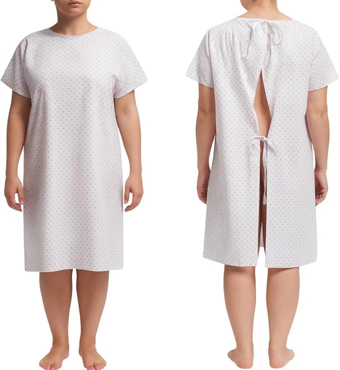 Camison con Cierre Trasero. Pijama Sanitario Mujer y Hombre para Pacientes, Clínicas y Residencias. Camisón Hospitalario Talla Única. Batas Hombre Manga Corta Facilita la Movilidad y Respiración.