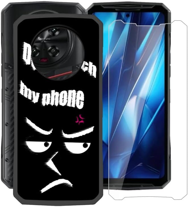 Phone Case for Doogee DK10 (6.67"), with [1 X Tempered Glass Screen Protector], Ultra-Thin Soft Silicone Skin, Black Shockproof Bumper Cover for Doogee DK10 - Don’t Touch