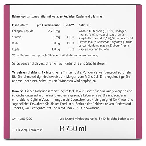 Sanhelios Beauty kolagenový elixír pokožky – proti stárnutí k pití* – vítěz testu – 30 ampulí na pití – 2500 mg prémiových kolagenových peptidů + biotin, měď a vitamin C, květinový med a mateří