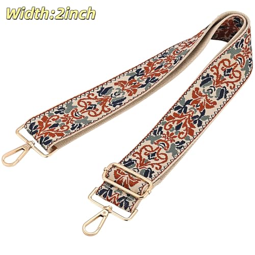 Image of Flower Purse Strap Replacement Embroidery Crossbody Shoulder Strap for Handbag Canvas Purse Extender Accessories