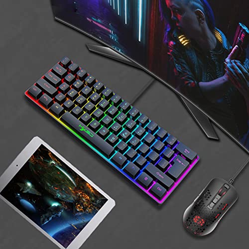 Teclado Compacto 60% para juegos nocturnos con ratón ligero y retroiluminación RGB 7