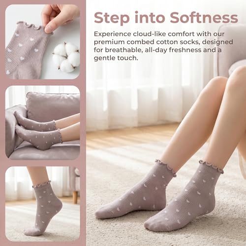 Image of GuaziV Women's Ruffle Socks, Womens Fun Novelty Crew Colorful Fashion Casual Socks